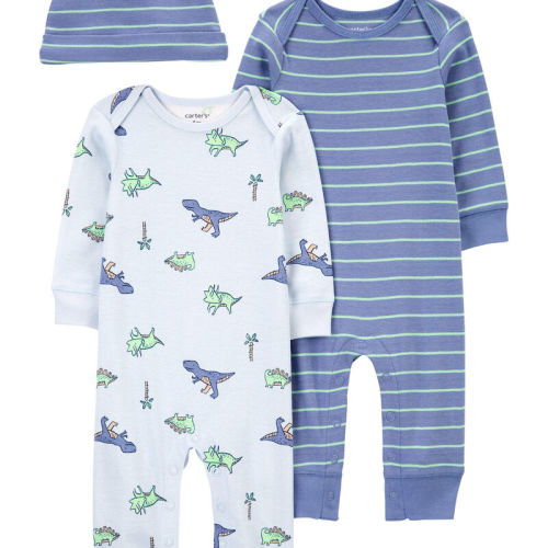 Blue Baby Blue Dino 3-Piece Jumpsuit Set | Carter’s Oshkosh Canada