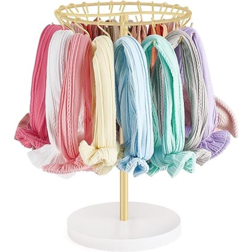 Dahey Headband Holder Hair Bow Organizer for girls with 30 Hooks Metal Baby Bow Holder for Girls Hair Bows Modern Hair Accessories Organizer Bow Rack Storage Stand Display for Girls Baby Room Decor
