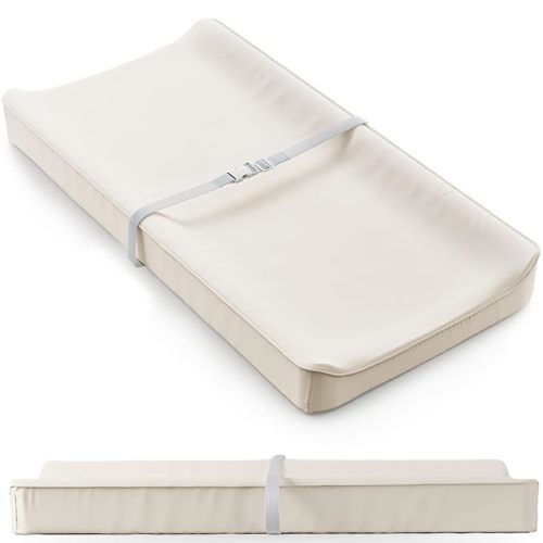 Soft Baby Diaper Changing Pad with Cotton Cover - Waterproof Changing Table Topper with Washable Cover and Safety Straps Fits All Standard Dressers - The Perfect Pad for Your Baby Girl or Boy