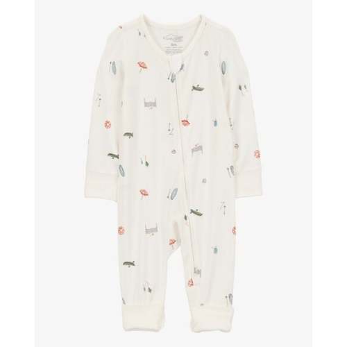 Baby Girl Camp Print 2-Way Zip PurelySoft Convertible Foot Sleep & Play Pajamas - Ivory - Carter's | Carter's