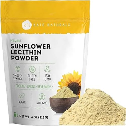 Kate Naturals Sunflower Lecithin Powder. Lecithin Supplement for Clogged Milk Ducts. Substitute for Soy Lecithin Powder (4oz, Non-GMO)