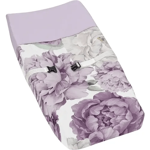 Sweet Jojo Designs Lavender Purple Boho Shabby Chic Floral Girl Baby Changing Pad Cover Infant Newborn Diaper Table Change Mat Sheet Lilac Violet Ivory Bohemian Vintage Garden Watercolor Flower Nature