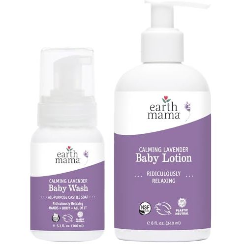 Earth Mama Bathtime Bundle | Calming Lavender Baby Wash & Moisturizing Calendula Lotion