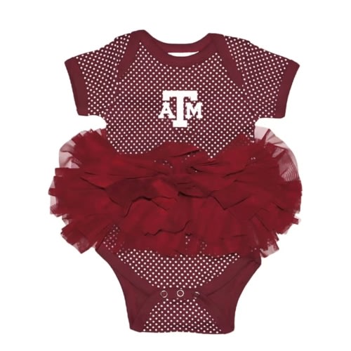 Texas A&M Aggies Maroon Baby Pin Dot Tutu Romper