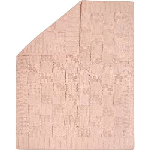Living Textiles Pink Checkered Chenille Soft Baby Blanket Reversible Premium Cozy Fabric for Best Comfort - for Infant,Toddler,Newborn,Nursery,Girl,Throw,Crib,Stroller,Gift, Pink Check 40x30
