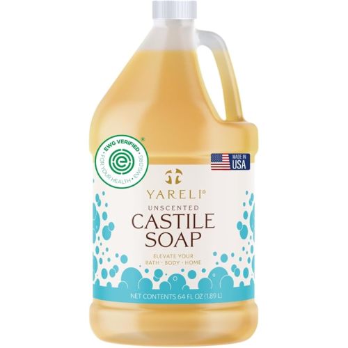 Yareli Savon liquide de Castille pur, non parfumé, avec toutes les huiles biologiques pour adultes, enfants et bébés pour le bain, le corps et la maison, 1,8 l