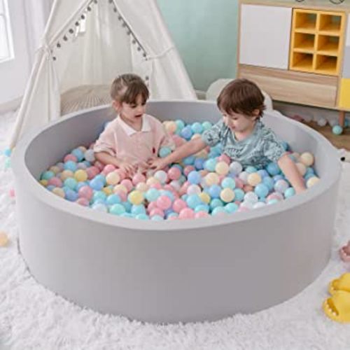 Foam Ball Pit, 47.2"x 13.8" Large Ball Pits for Toddlers, Soft Round Kiddie Baby Playpen Ball Pool for Kids, Ideal Gift for Babies Indoor and Outdoor Game, Balls not Included (Grey)