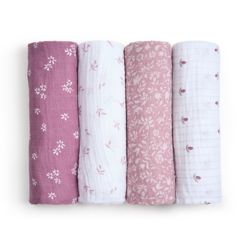 aden + anais heritage floral organic cotton muslin swaddles 4 pack