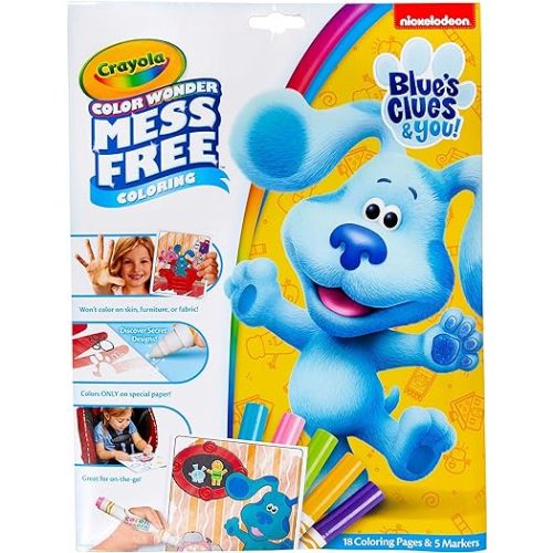 Crayola Blues Clues Color Wonder, 18 Mess Free Coloring Pages & 5 No Mess Markers, Gift for Kids