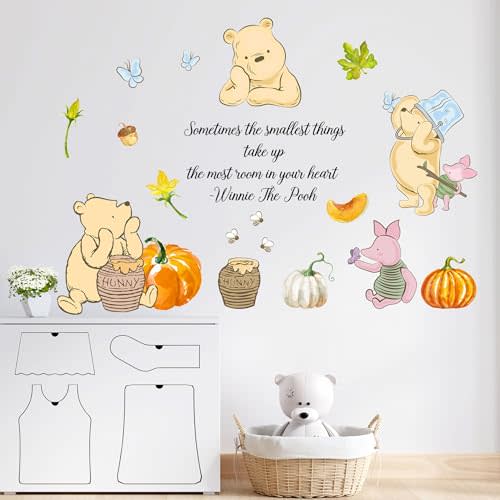 Winnie Wall Stickers for Kids, Winnie Character Stickers for Children Room, Winnie Inspirational Stickers, Winnie Removable Stickers for Baby Kids Nursery Bedroom Living Room Playroom Wall Decoration