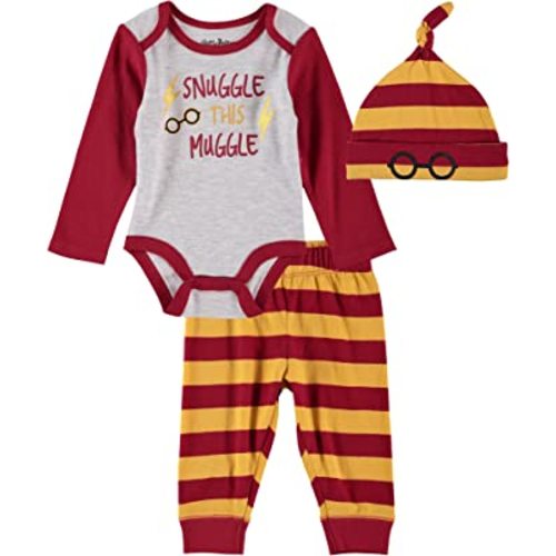 Harry Potter Baby Boys Clothes Set with Baby Bodysuit, Pants, and Hat - Baby Boy Outfits Gifts for Babies