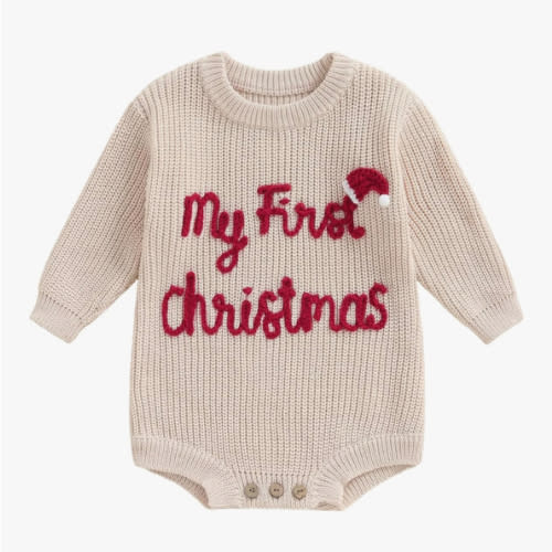 Adobabirl Baby Girl Boy Knitted Sweater Bubble Romper Long Sleeve Jumpsuit Festival Outfit Fall Winter Spring Clothes