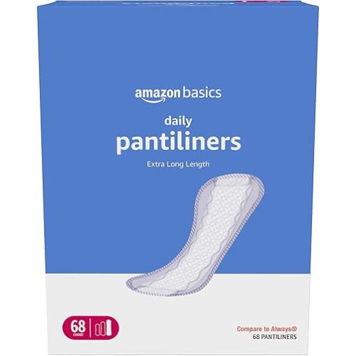 Amazon Basics Daily Pantiliner, Extra Long Length, Pads for Women, Unscented, 68 Count (Previously Solimo)
