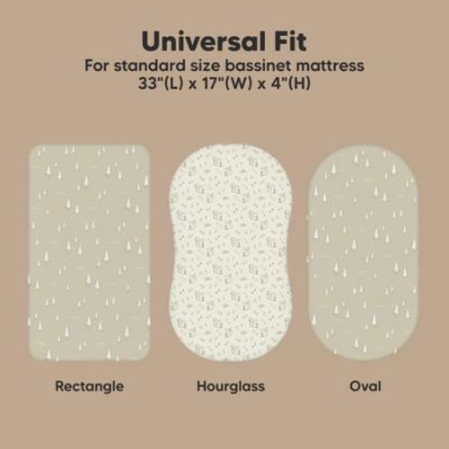 KeaBabies Organic Bassinet Sheet for Baby Girls, Boys, 2-Pack Soothe Bassinet Fitted Sheets, Bedside Bassinet Mattress Sheet (Pine Grove)