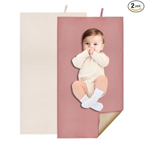 2 Pack Portable Diaper Changing Pad for Baby, Wipeable Baby Changing Mat for Travel or Home, Foldable Mat Fits Perfectly in Diaper Bag (67-13)