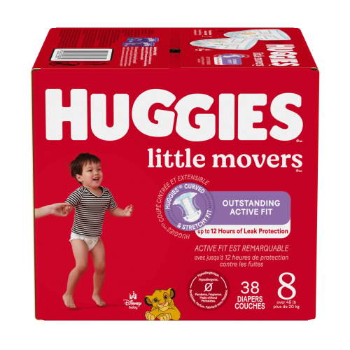 Huggies Little Movers Baby Diapers, Size 8 (46+ lbs), 38 Ct (Select for More)