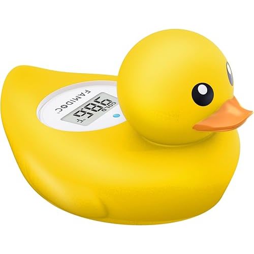 Baby Bath Thermometer Famidoc FDTH-V0-22 Water Temperature Test Floating on Water and Room Digital Bath tub Thermometers Duck Bath Thermometer Baby Safety New Upgraded