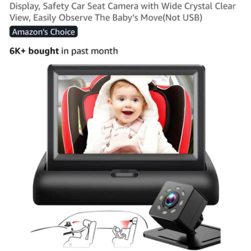 Amazon.com: Baby Car Mirror with 4.3'' HD Night Vision Function Display, Safety Car Seat Camera with Wide Crystal Clear View, Easily Observe The Baby’s Move(Not USB) : Baby