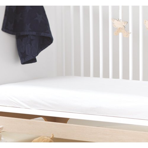 Waterproof crib mattress protector in organic cotton