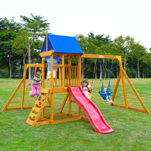 SuniBoxi Backyard Swing Set: Slide, Wall, Sandbox, Monkey Bar, Etc. Outdoor Play for 3-6-Year-Olds. & Reviews | Wayfair