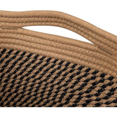 Square Storage Cube Bins Shelf Organizer Baskets,Woven Cube Storage Bins for Baby Nursery,Skin-friendly Woven Rope Baskets for Organizing,Oval 3 Packs Mixed Black