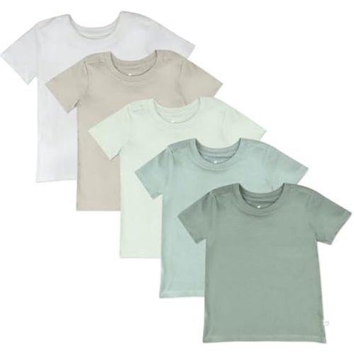 HonestBaby unisex-baby 5-pack Short Sleeve T-shirts 100% Organic Cotton