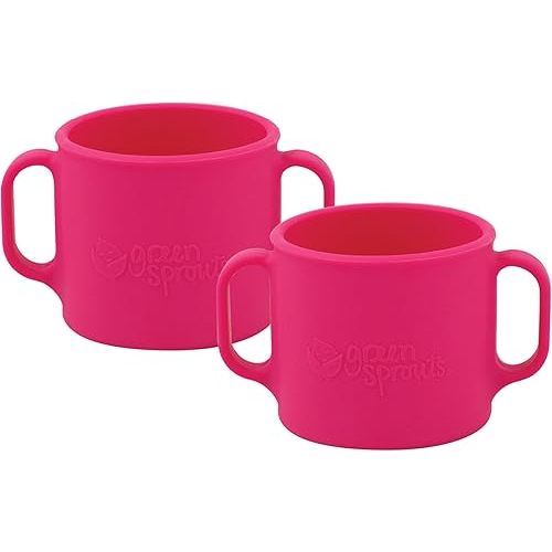 green sprouts Learning Cup |Helps toddler develop independent drinking skills | Easy-grip handles | Heat-Resistant |Dishwasher Safe | Pink 2-pk