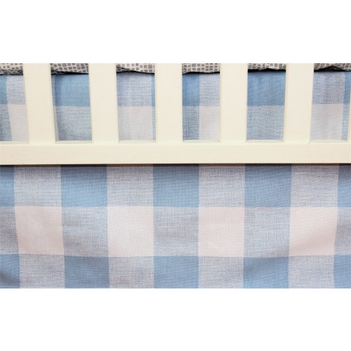 Crib Bedding Skirt / Mini Crib Skirt- Blue Buffalo Check
