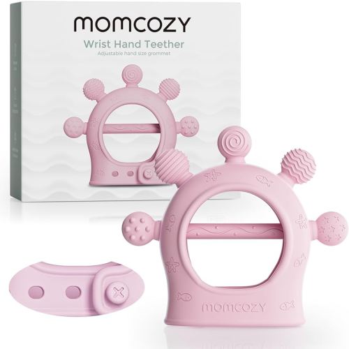 Momcozy Baby Teether Toys | Silicone Teether for 0-12 Months | Baby Teething Relief | Pink