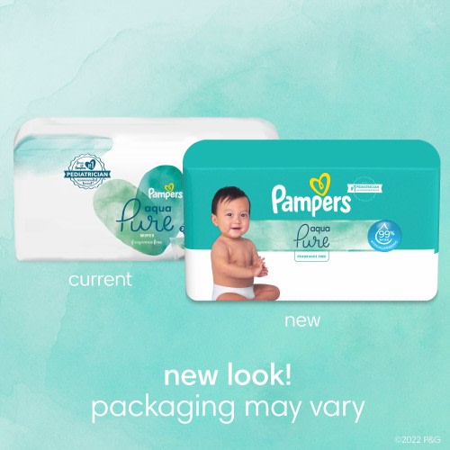 Pampers Aqua Pure Baby Wipes Unscented, 99% Water, 8 Pack, 448 Total Count (Select for More Options)