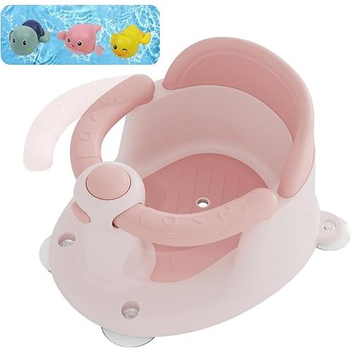 Baby Bath Seat for 6 Months & Up, Seats for Babies Sitting Up, 3 Toys, Open Design, Non-Slip, Compact Toddler Seat