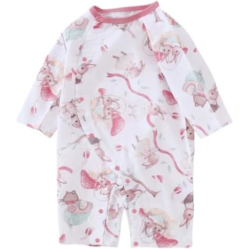 6 - 9 months BINIDUCKLING Baby Long Sleeve Side Snap Muslin Romper