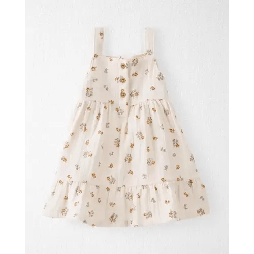 Baby Floral Print Organic Cotton Gauze Dress - 3M - Cream
