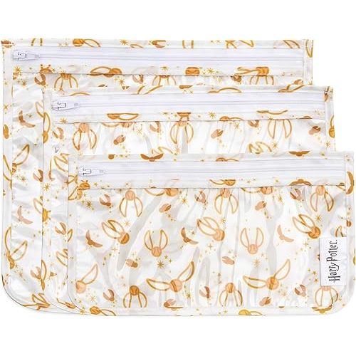 Bumkins Travel Bag, Toiletry, TSA Approved Pouch, Zip Bag, Quart Size Airline Compliant, Clear-Sided, Baby, Diaper Bag Organization, Makeup, Accessories, Packing, Set of 3 Sizes, Harry Potter