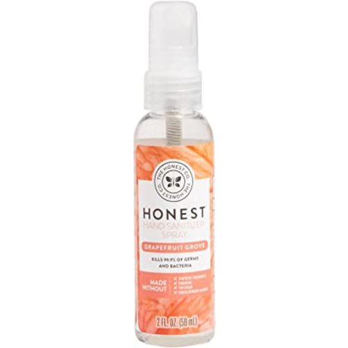 The Honest Company Plant-Based Hand Sanitizer Spray | Kills 99.9% of Germs | Hypoallergenic, Quick-drying + Moisturizing | Grapefruit Grove, 2 fl oz