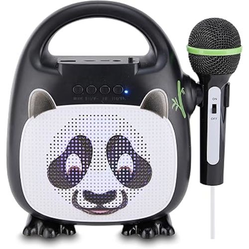 Singimals Kids Karaoke Speaker with Microphone - Unleash Your Child's Inner Superstar, Bluetooth v5.1, 12H Playtime, 5W Speaker, Multicolor LED Lighting, Bam Bam The Panda