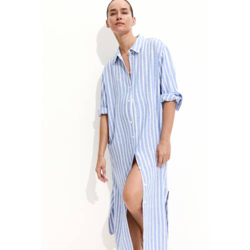 MAMA LINEN-BLEND SHIRT DRESS