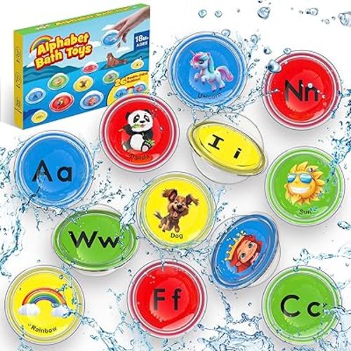 Montessori Toys for 1 2 3 Year Old,26pcs Float & Find Alphabet Bubbles Mold Free Bath Toys for Kids Ages 1-3,Alphabet Preschool Learning Activities for Baby Toddler