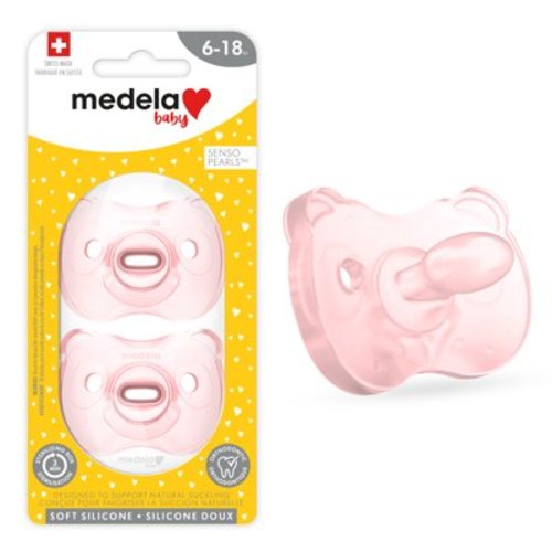 Medela 6-18 Month Pacifier, Orthodontic, Daily Use, BPA Free, Clear Pink, 101042395, 2 Pack