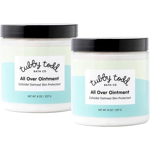 Tubby Todd All Over Ointment for Babies, Multi-Purpose Baby Eczema Cream for Sensitive Skin, Dry Skin, Rash, Irritation - 2 Pack Bundle - 8 Oz - Fragrance-Free
