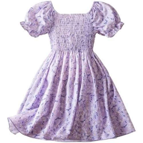 NNJXD Little Girl Floral Dress Princess Girls Casaul Printed A-line Sundress