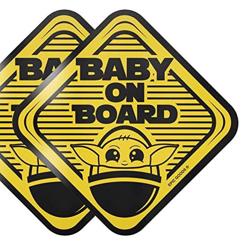 EPIC GOODS Baby On Board Magnets [2-Pack] Baby On Board Signs | Baby Gift Set - Best Child Safety Sign for Car, Truck, Van, Bumper, Laptop, Flask, Water Bottle (Magnets)