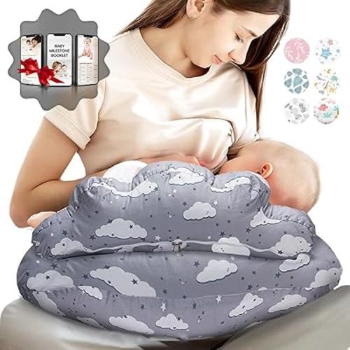 PILLANI Nursing Pillow – Plus Size Breastfeeding Pillows with Security Fence for Enhanced Support & Comfort – Removable Cotton Cover, Adjustable Waist Strap, Baby Essentials, Baby Registry Search