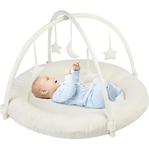 Beright Baby Gym, Baby Play Gym with Movable and Detachable Hoops, Baby Activity Center with Hanging Out Toys in Shape of a Moon and Stars, Perfect Newborn Toys