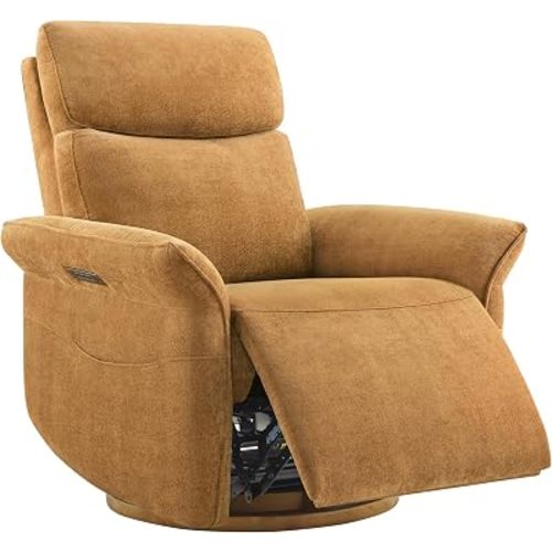 CHITA Power Swivel Glider Nursery Recliner Chair, Triple Motor, Cognac