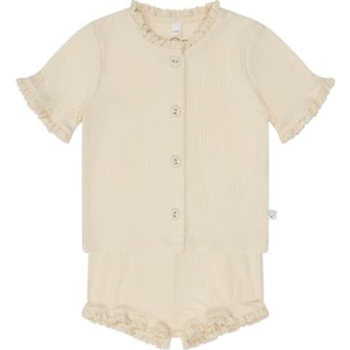 Ruffle Short Sleeve Rib Cardigan & Shorts Set, 0-3M