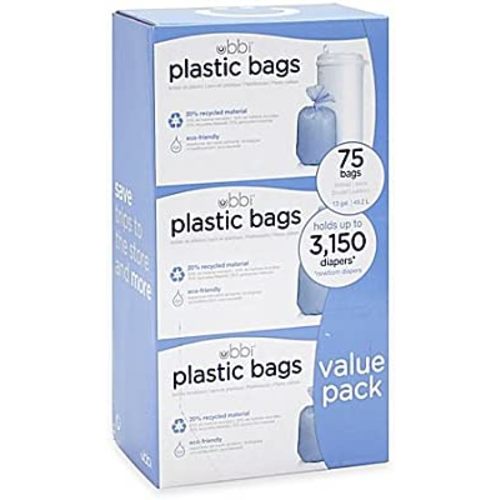 Ubbi Diaper Pail 75-Count Value Pack Plastic Bags (3 Pack)
