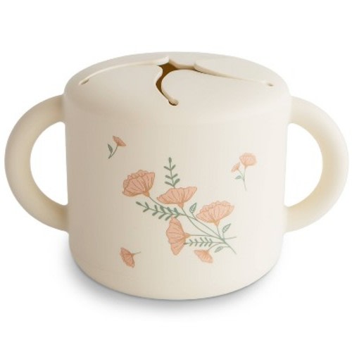 Mushie Silicone Snack Cup - Pink Flowers