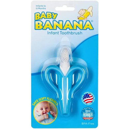 Baby Banana - Blue Banana Toothbrush, Training Teether Tooth Brush for Infant, Baby, and Toddler