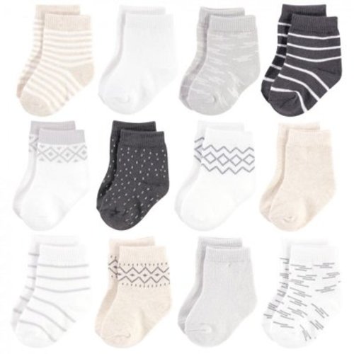 Touched by Nature Baby Unisex Organic Cotton Socks, Modern Neutral, 12-24 Months